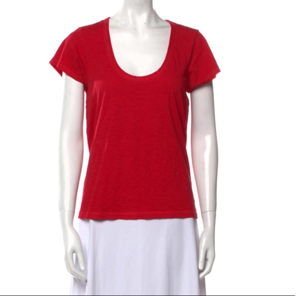 rag & bone Red Short Sleeve Scoop Neck Tee